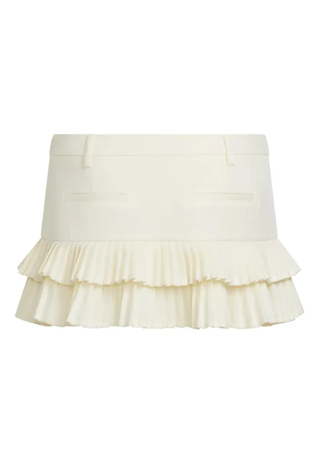 Women Lioness Fashion Bottoms DOUBLE RUFFLE MINI SKORT Soft Lemon Women Lioness Fashion Bottoms DOUBLE RUFFLE MINI SKORT Soft Lemon