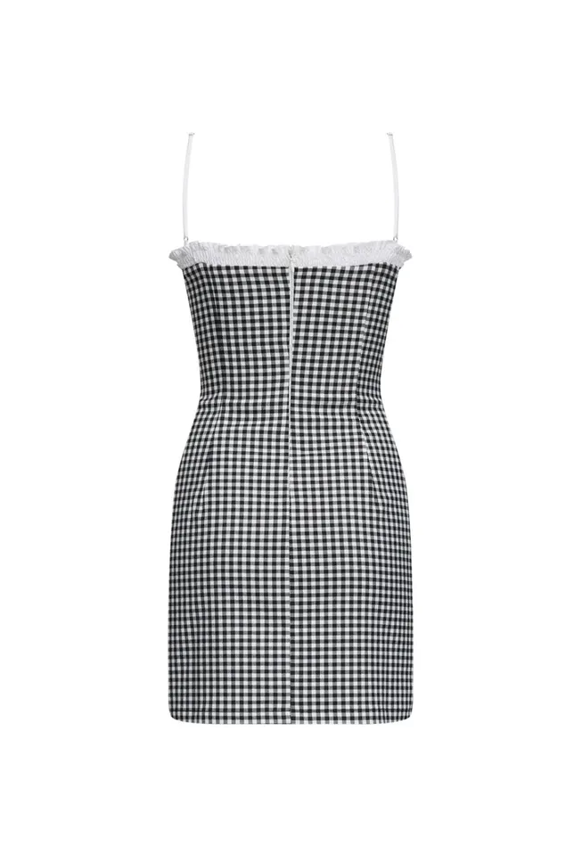 Women Lioness Fashion Dresses BARDOT GINGHAM MINI Black Check Women Lioness Fashion Dresses BARDOT GINGHAM MINI Black Check