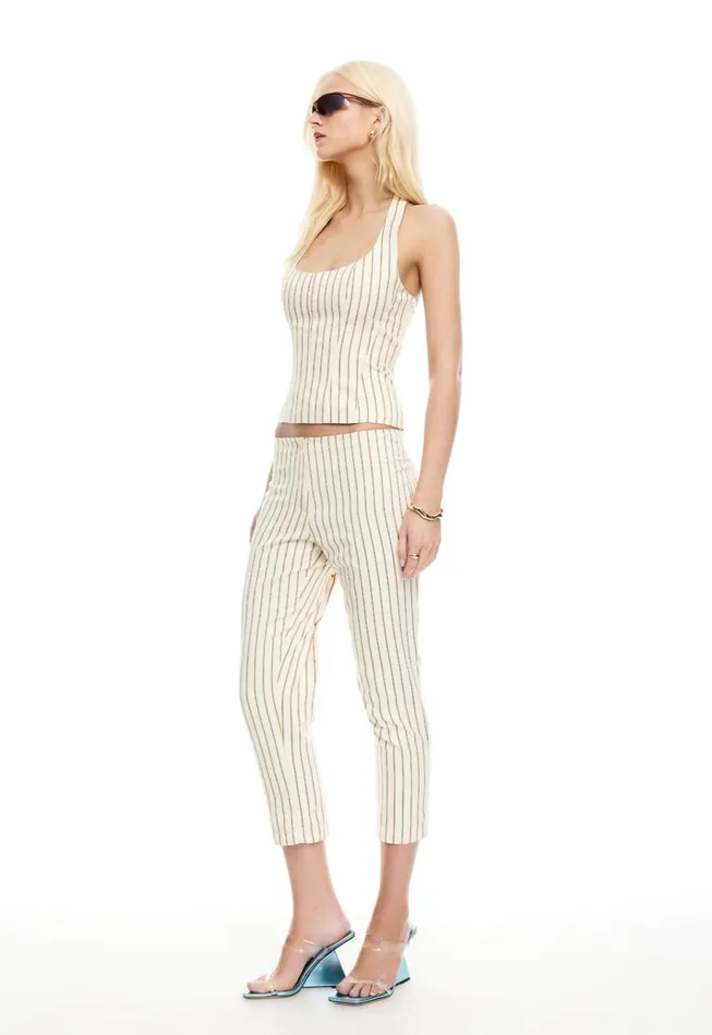 Women Lioness Fashion Sets and Coords LES DEUX CAPRI Cream Stripe Women Lioness Fashion Sets and Coords LES DEUX CAPRI Cream Stripe
