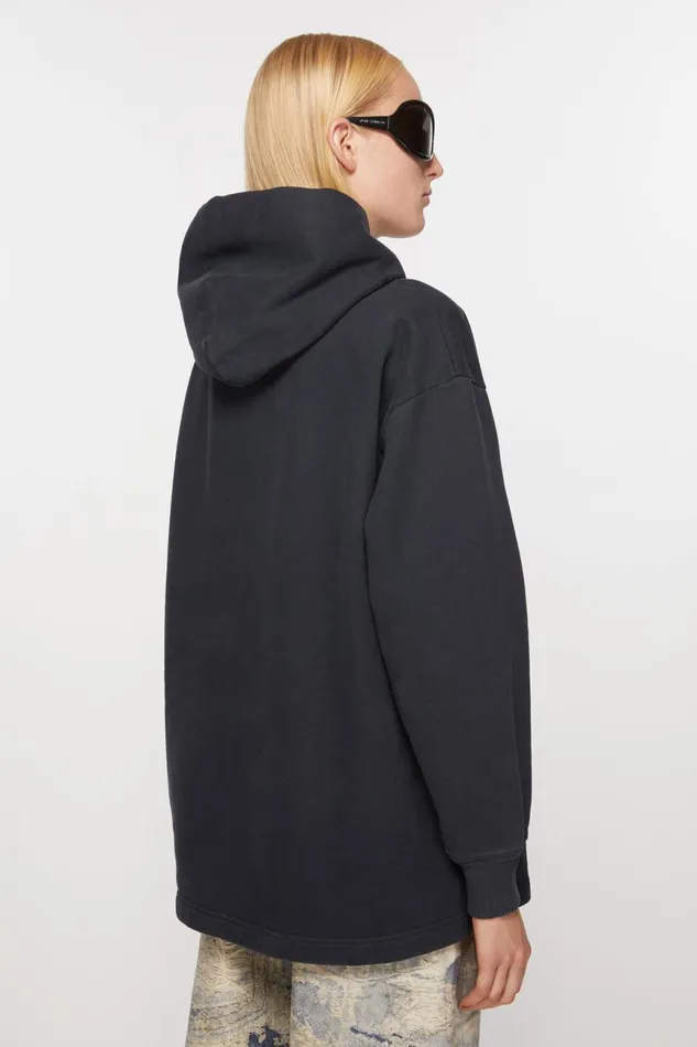 Women Logo Hooded Sweatshirt Black Acne Studios Sweatshirts