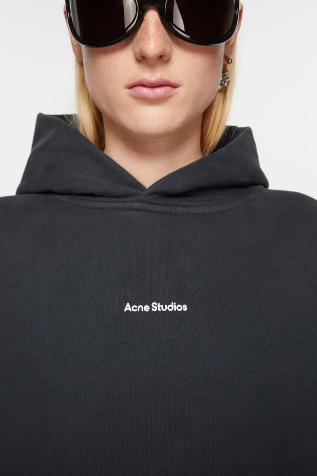 Women Logo Hooded Sweatshirt Black Acne Studios Sweatshirts