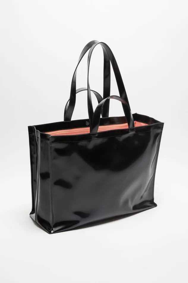 Women Logo Shoulder Tote Bag Black Acne Studios Bags