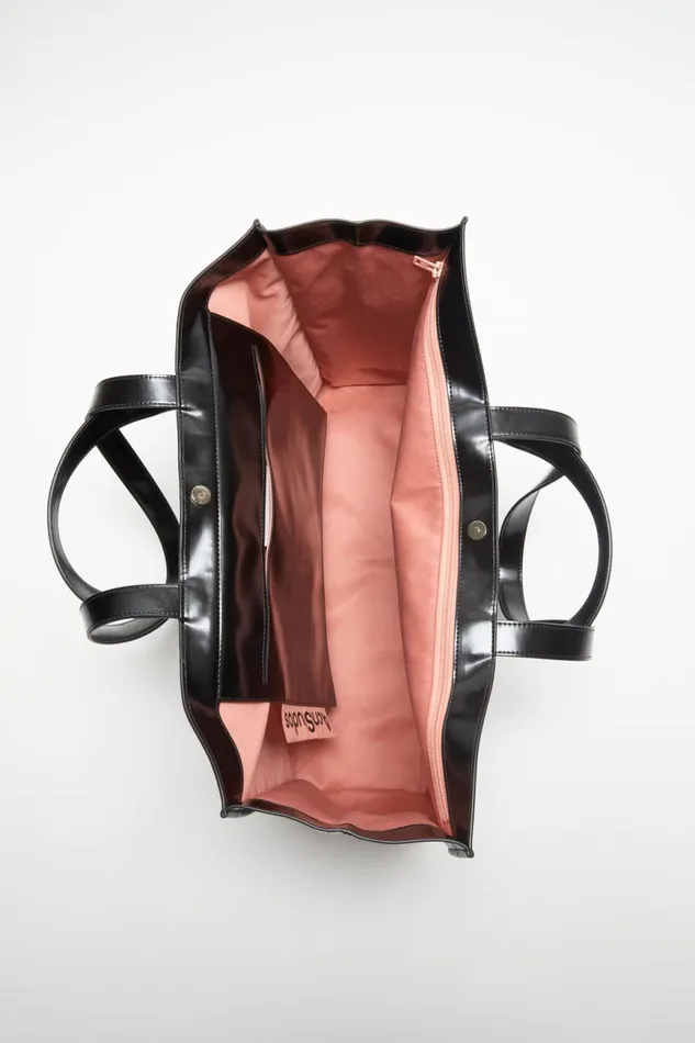 Women Logo Shoulder Tote Bag Black Acne Studios Bags
