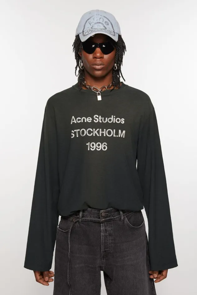 Women Logo Tshirt 8211 Relaxed Fit Faded Black Acne Studios Tshirts