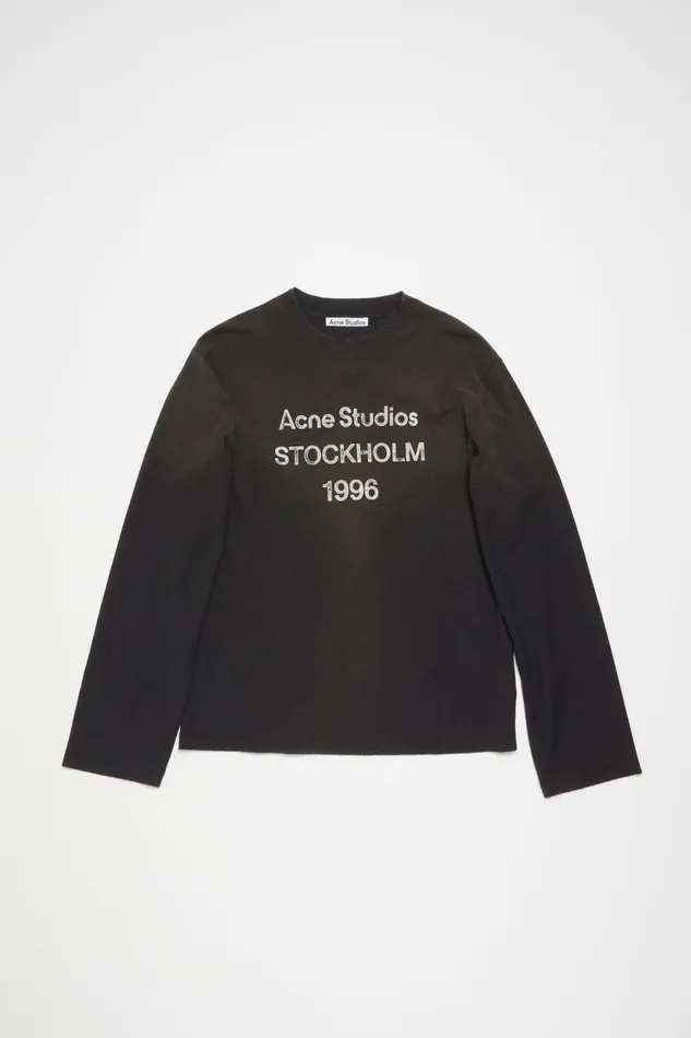 Women Logo Tshirt 8211 Relaxed Fit Faded Black Acne Studios Tshirts