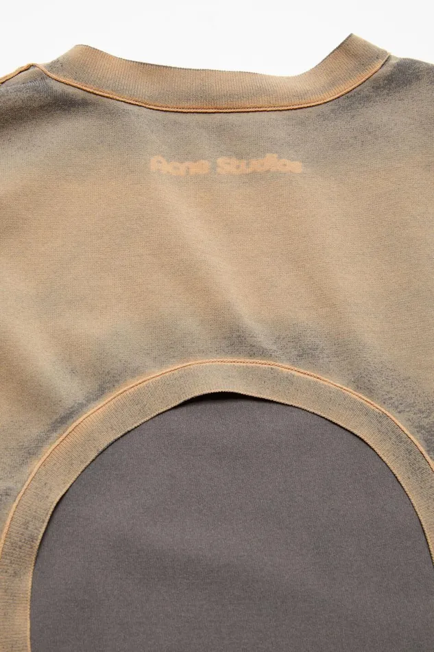Women Long Sleeve Cutout Tshirt Desert Beige Acne Studios Knitwear