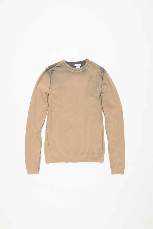 Women Long Sleeve Cutout Tshirt Desert Beige Acne Studios Knitwear