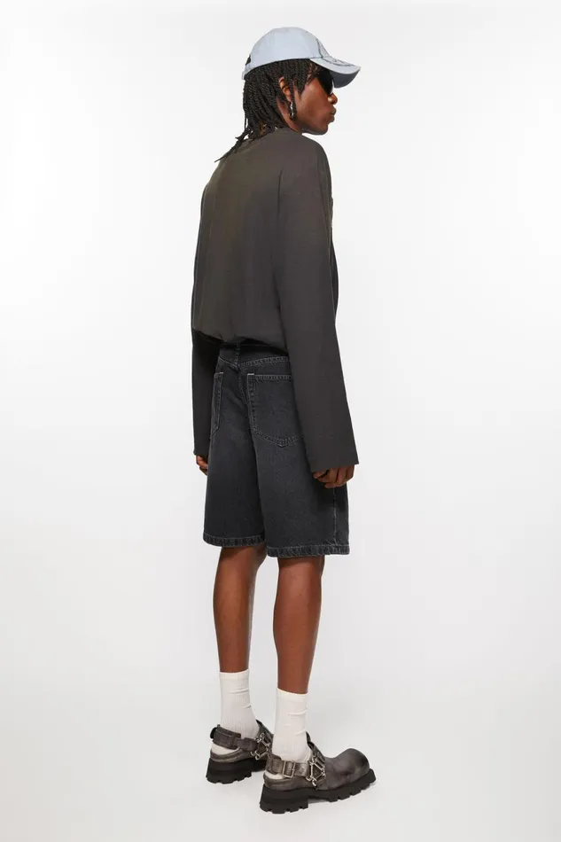 Women Loose Fit Denim Shorts Black Acne Studios Shorts