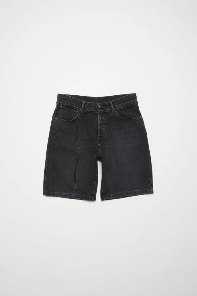 Women Loose Fit Denim Shorts Black Acne Studios Shorts