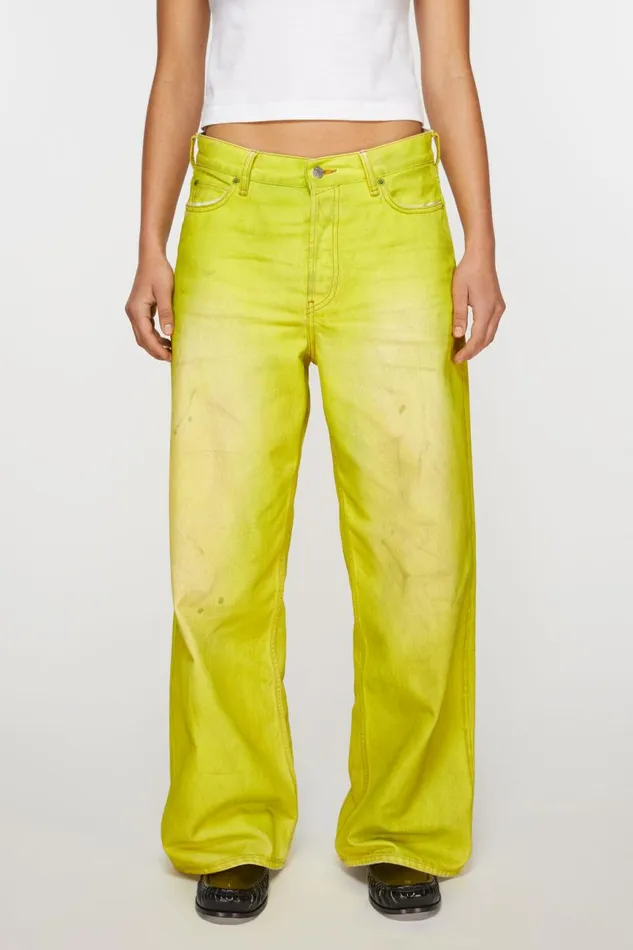 Women Loose Fit Jeans 8211 1981F Neon Yellow Acne Studios Jeans