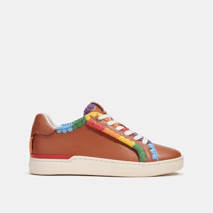 Women Lowline Low Top Sneaker With Rainbow Crochet Burnished Amberrainbow Coach Sneakers Women Lowline Low Top Sneaker With Rainbow Crochet Burnished Amberrainbow Coach Sneakers