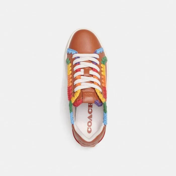 Women Lowline Low Top Sneaker With Rainbow Crochet Burnished Amberrainbow Coach Sneakers Women Lowline Low Top Sneaker With Rainbow Crochet Burnished Amberrainbow Coach Sneakers