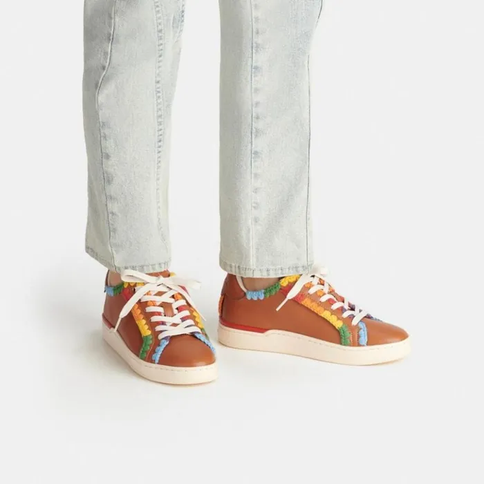 Women Lowline Low Top Sneaker With Rainbow Crochet Burnished Amberrainbow Coach Sneakers Women Lowline Low Top Sneaker With Rainbow Crochet Burnished Amberrainbow Coach Sneakers