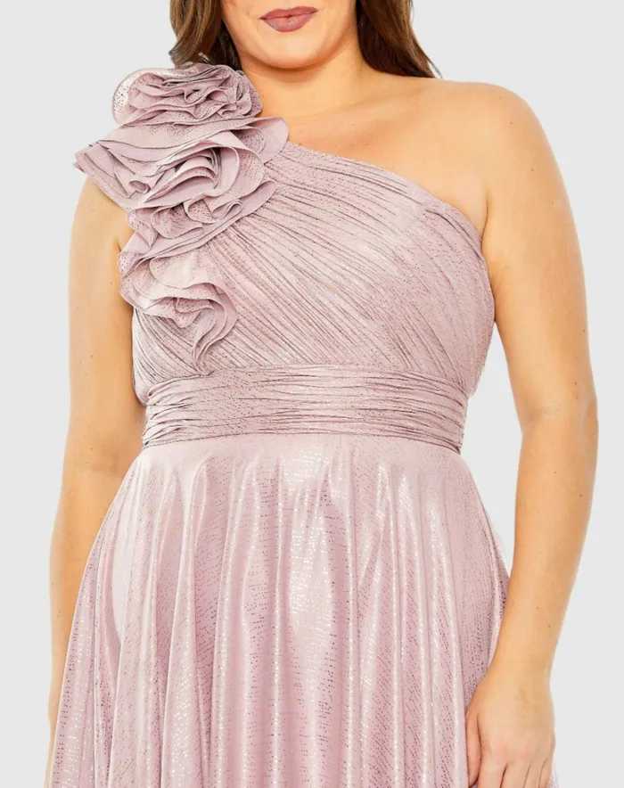Women Mac Duggal Floral Detail One Shoulder Gown Plus Lilac Plus Size Dresses