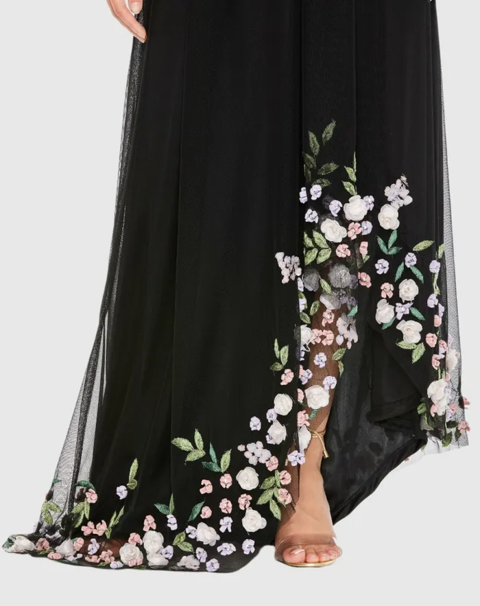 Women Mac Duggal One Shoulder Trapeze Embellished High Low Dress Orchid Multi Daytime Dresses