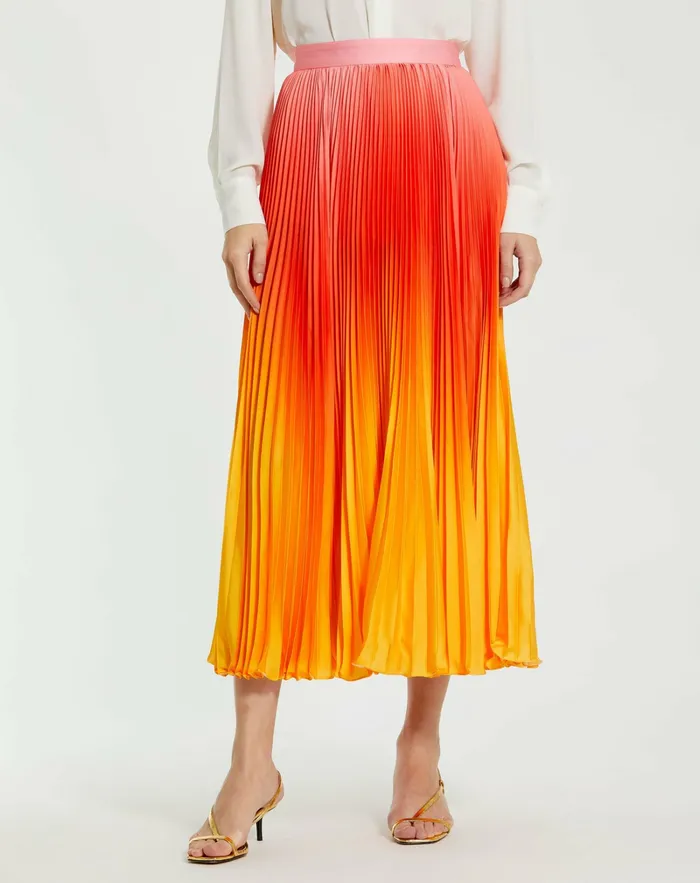 Women Mac Duggal Pleated Charmeuse Ombre Maxi Skirt 8211 FINAL SALE Sunset Ombre Skirts Women Mac Duggal Pleated Charmeuse Ombre Maxi Skirt 8211 FINAL SALE Sunset Ombre Skirts
