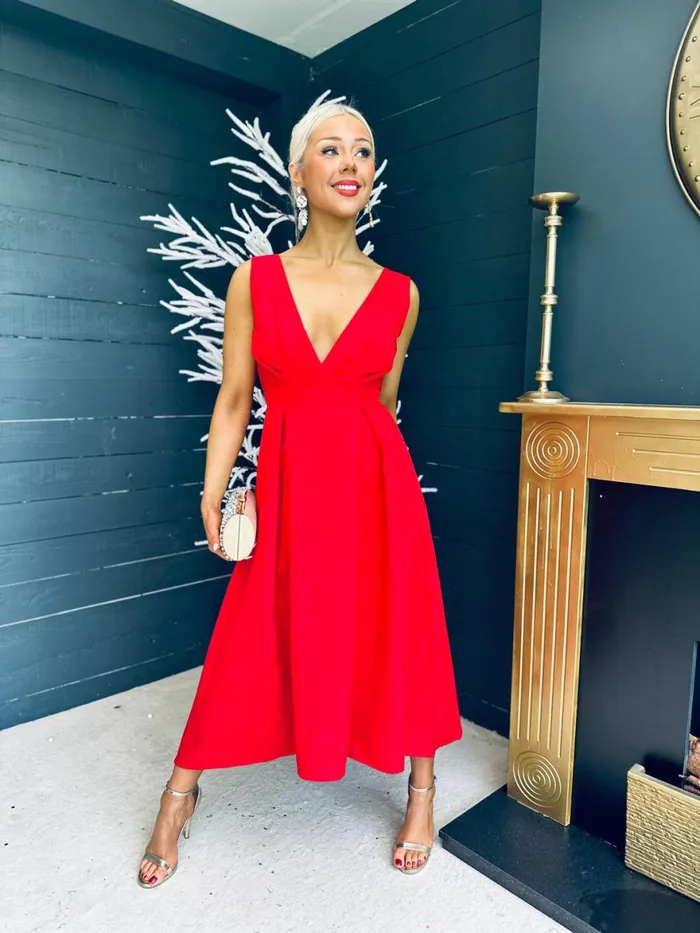 Women Maxi Canella Lane Helen Detailed Occasion Dress Red