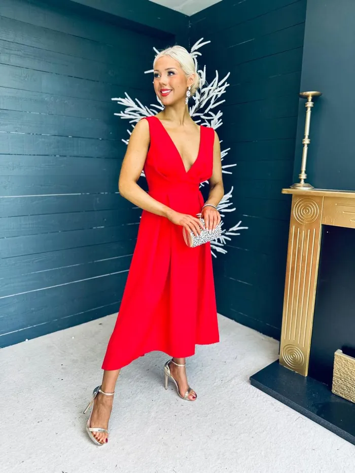 Women Maxi Canella Lane Helen Detailed Occasion Dress Red
