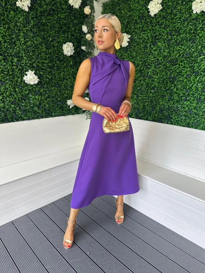 Women Maxi Canella Lane Kole Gathered Occasion Dress Purple