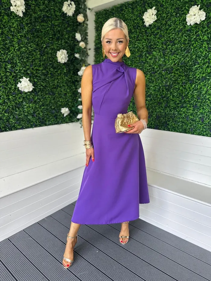 Women Maxi Canella Lane Kole Gathered Occasion Dress Purple