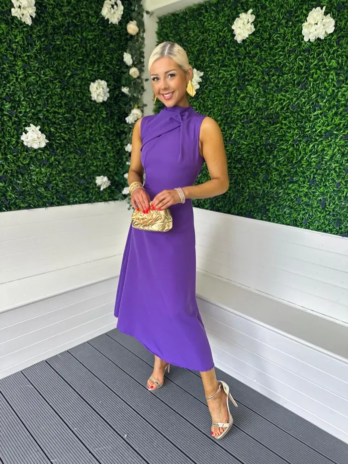 Women Maxi Canella Lane Kole Gathered Occasion Dress Purple