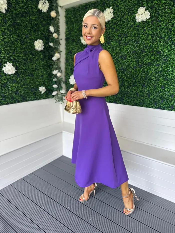 Women Maxi Canella Lane Kole Gathered Occasion Dress Purple