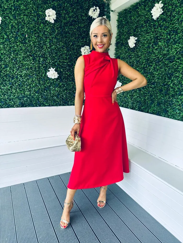 Women Maxi Canella Lane Kole Gathered Occasion Dress Red