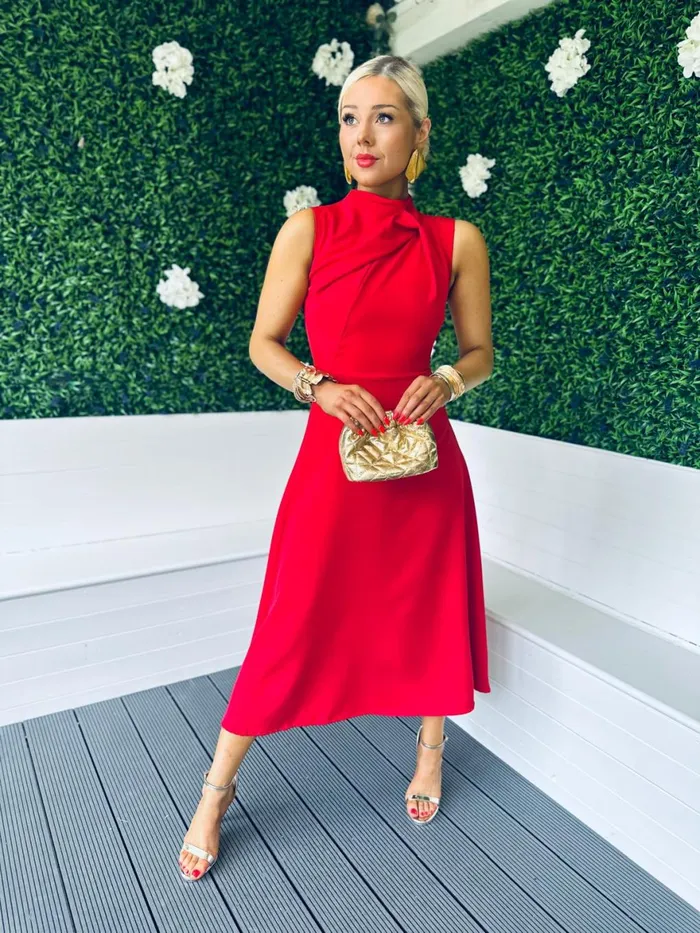 Women Maxi Canella Lane Kole Gathered Occasion Dress Red