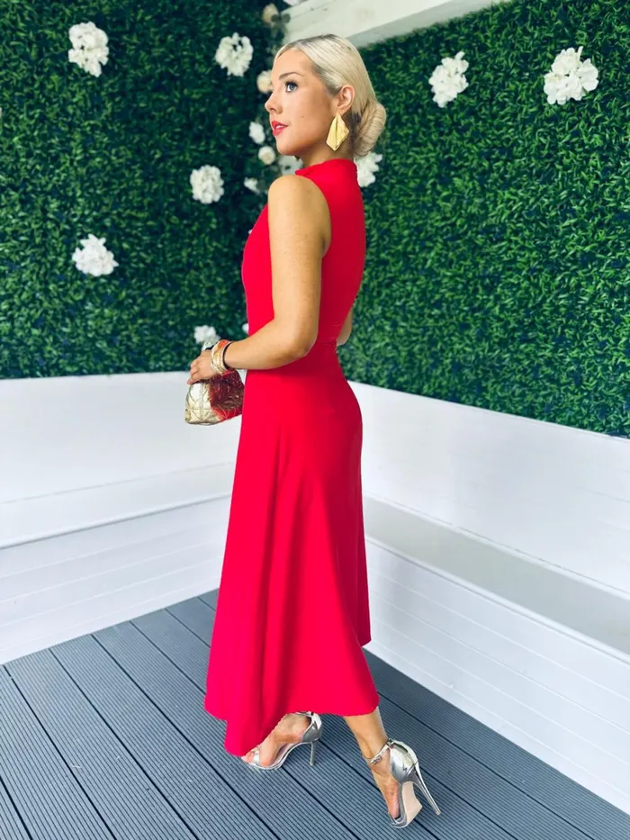 Women Maxi Canella Lane Kole Gathered Occasion Dress Red