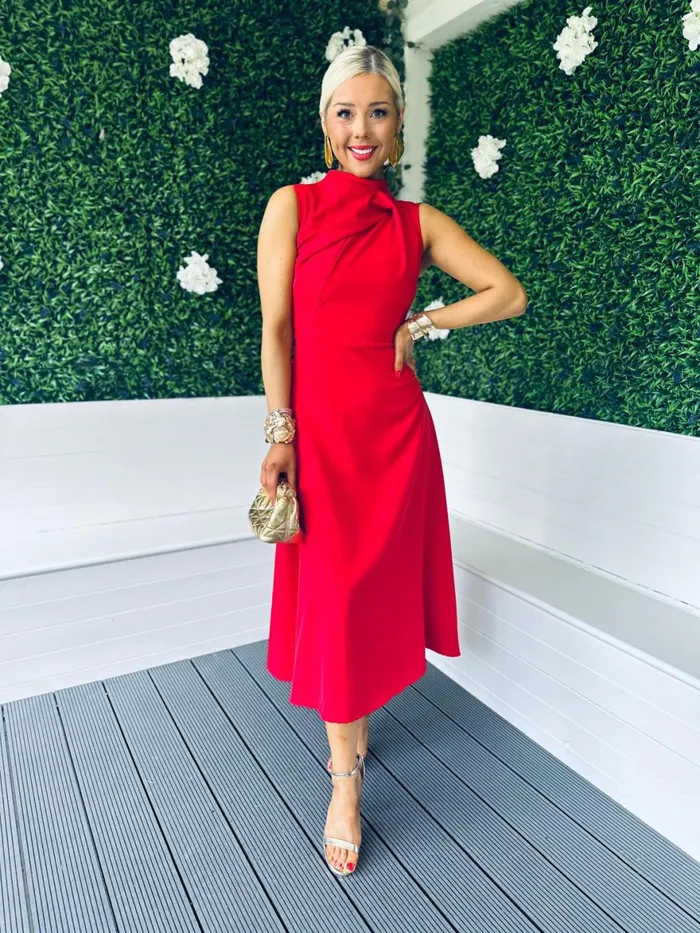 Women Maxi Canella Lane Kole Gathered Occasion Dress Red