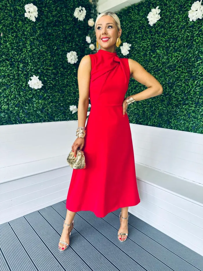 Women Maxi Canella Lane Kole Gathered Occasion Dress Red