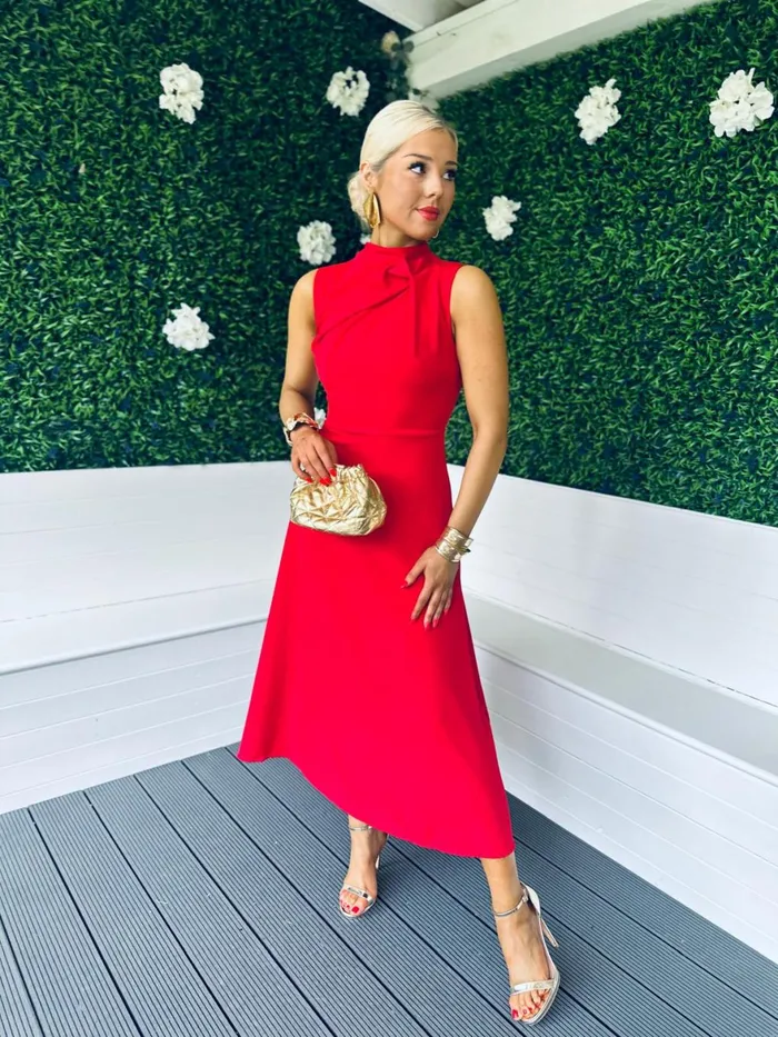 Women Maxi Canella Lane Kole Gathered Occasion Dress Red