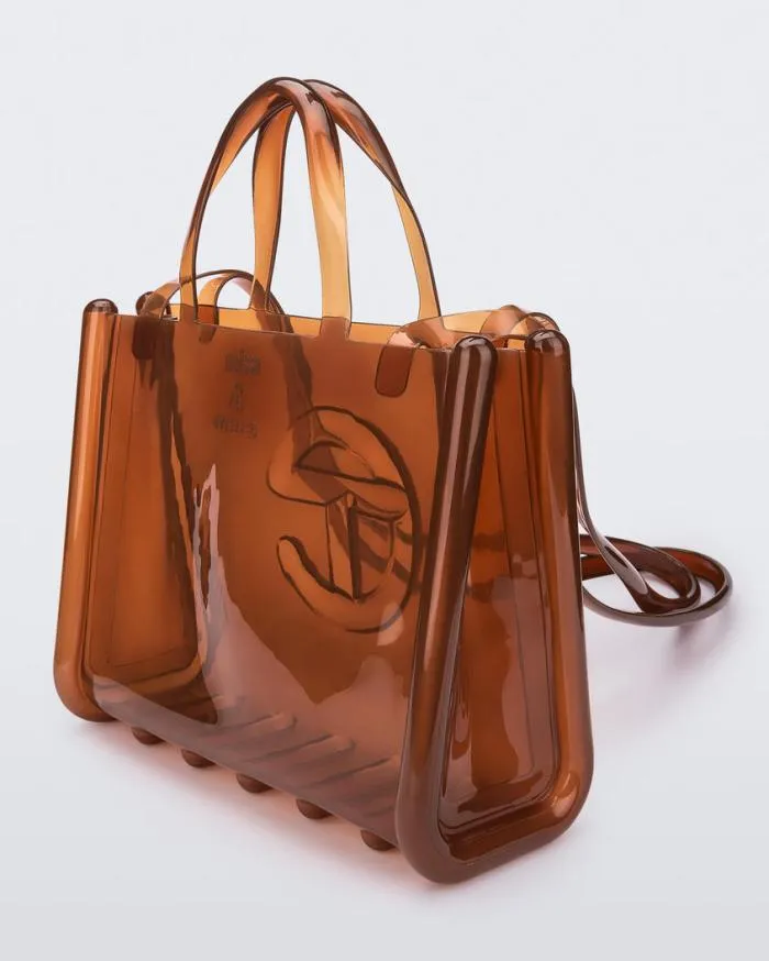 Women Medium Jelly Shopper Brown Melissa Handbags
