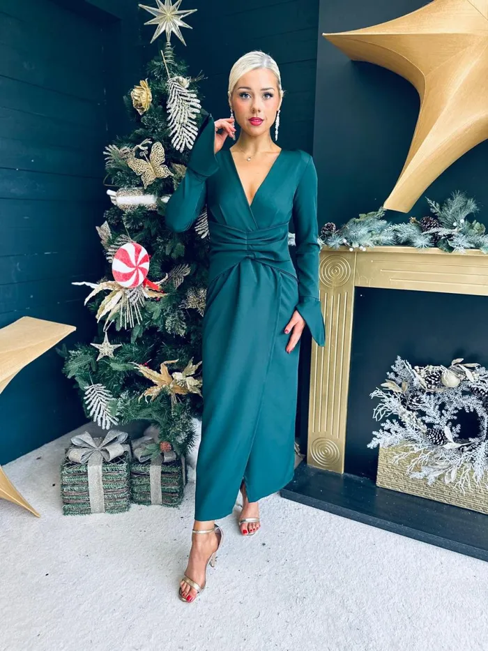 Women Midi Canella Lane Arabella Detailed Occasion Dress Forest