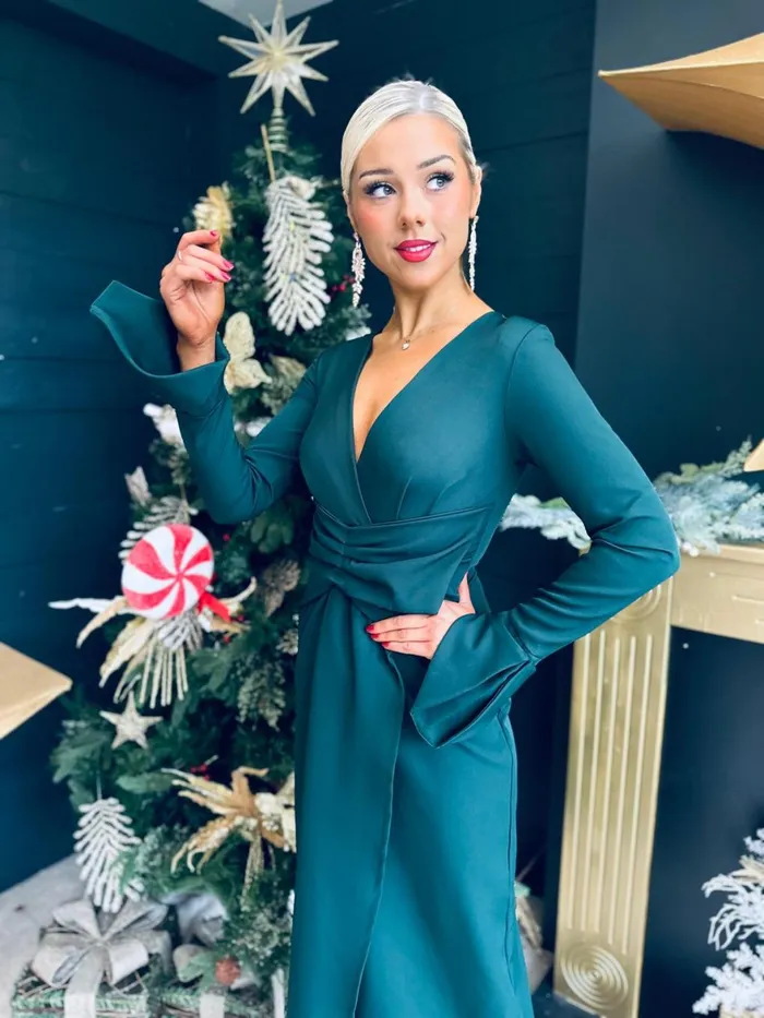 Women Midi Canella Lane Arabella Detailed Occasion Dress Forest