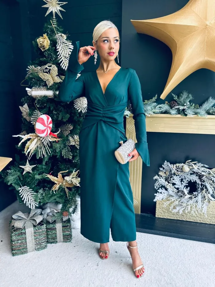 Women Midi Canella Lane Arabella Detailed Occasion Dress Forest