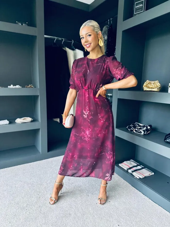 Women Midi Canella Lane Blaithin Detailed Midi Dress Multi Fuchsia