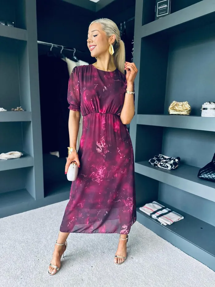 Women Midi Canella Lane Blaithin Detailed Midi Dress Multi Fuchsia