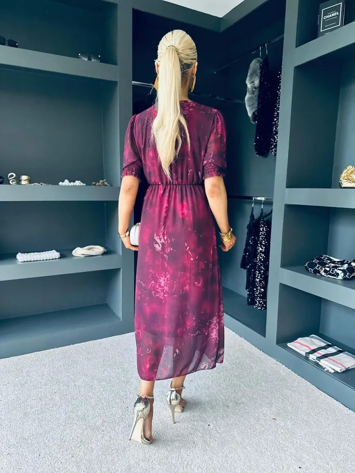 Women Midi Canella Lane Blaithin Detailed Midi Dress Multi Fuchsia