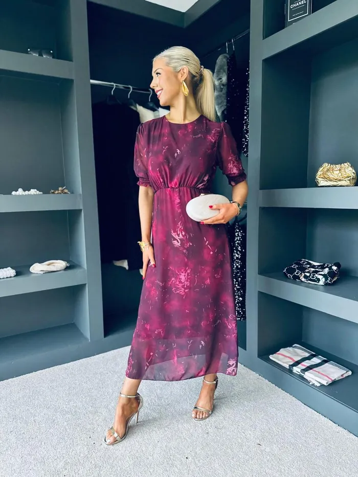 Women Midi Canella Lane Blaithin Detailed Midi Dress Multi Fuchsia