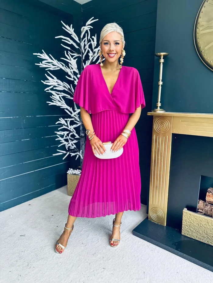 Women Midi Canella Lane Stacey Pleated Midi Dress Orchid