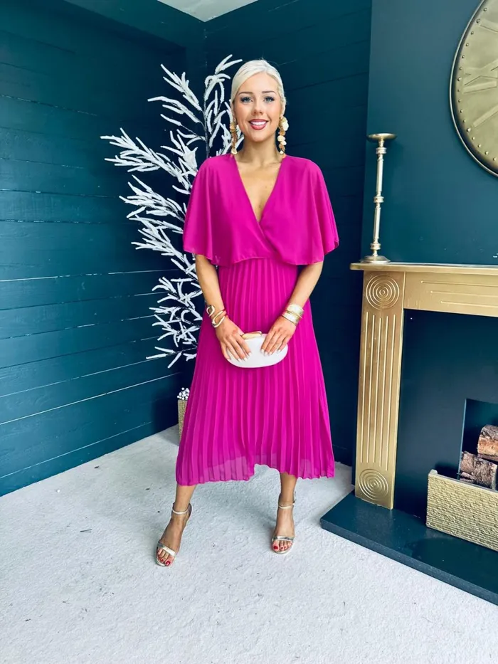 Women Midi Canella Lane Stacey Pleated Midi Dress Orchid