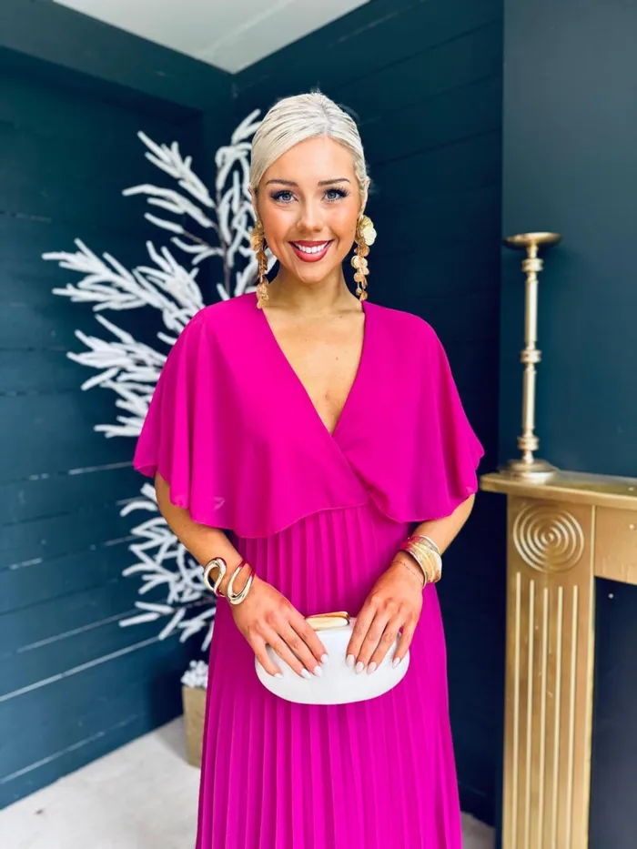 Women Midi Canella Lane Stacey Pleated Midi Dress Orchid