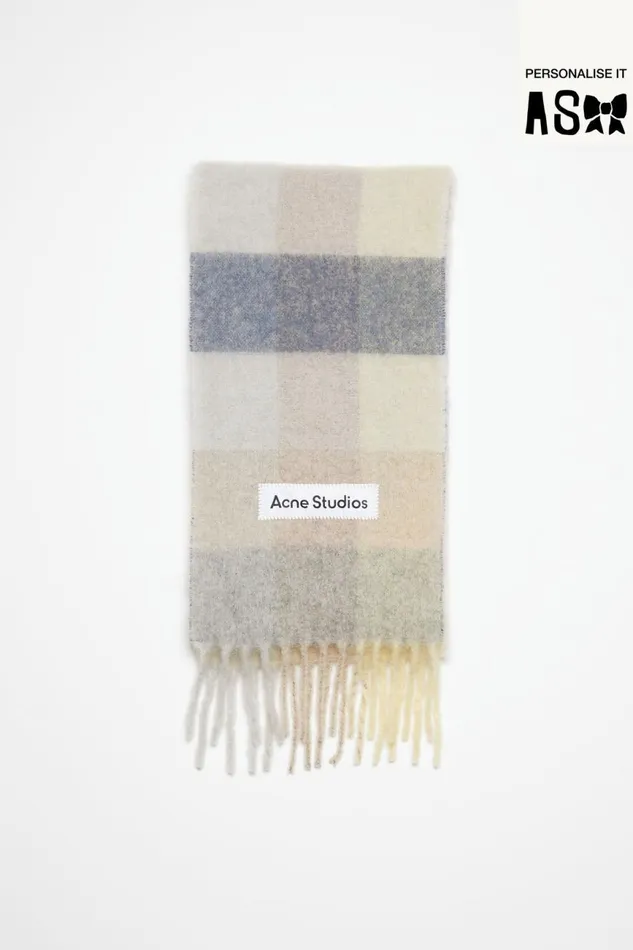 Women Mohair Checked Scarf Vanillabeigelavender Acne Studios Scarves