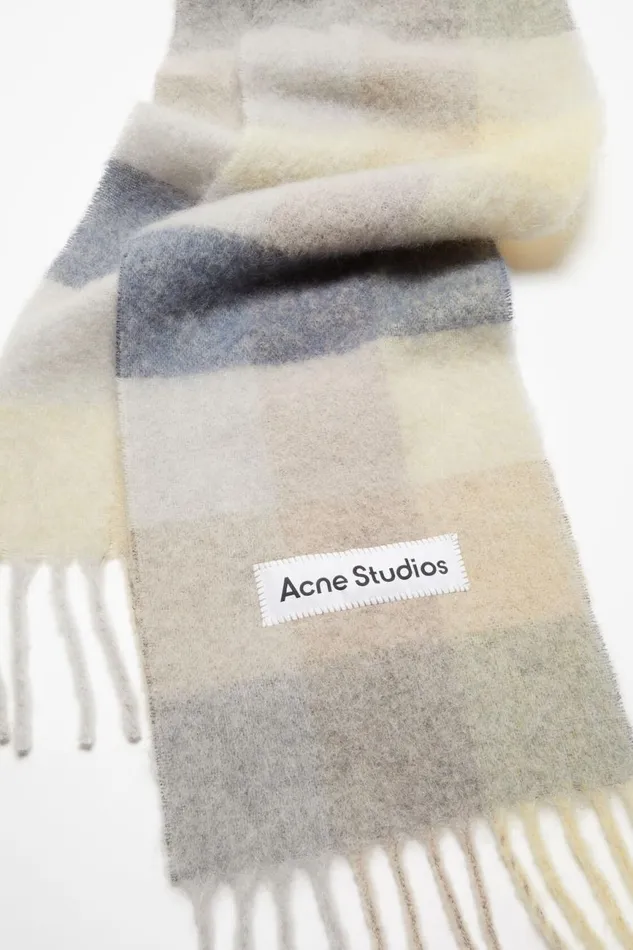 Women Mohair Checked Scarf Vanillabeigelavender Acne Studios Scarves