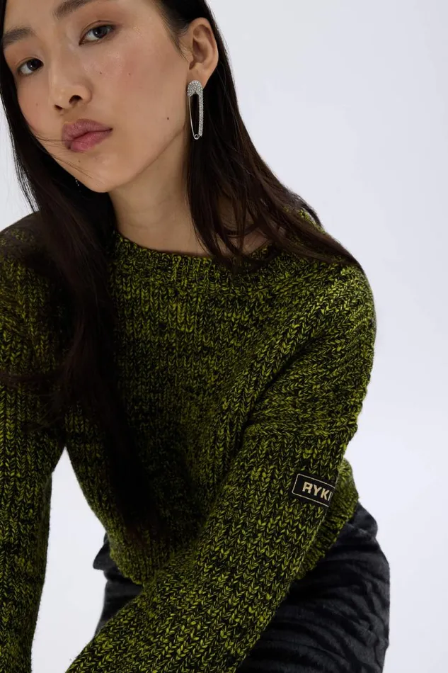 Women Moulded Wool Sweater Acid Green Sonia Rykiel Sweaters