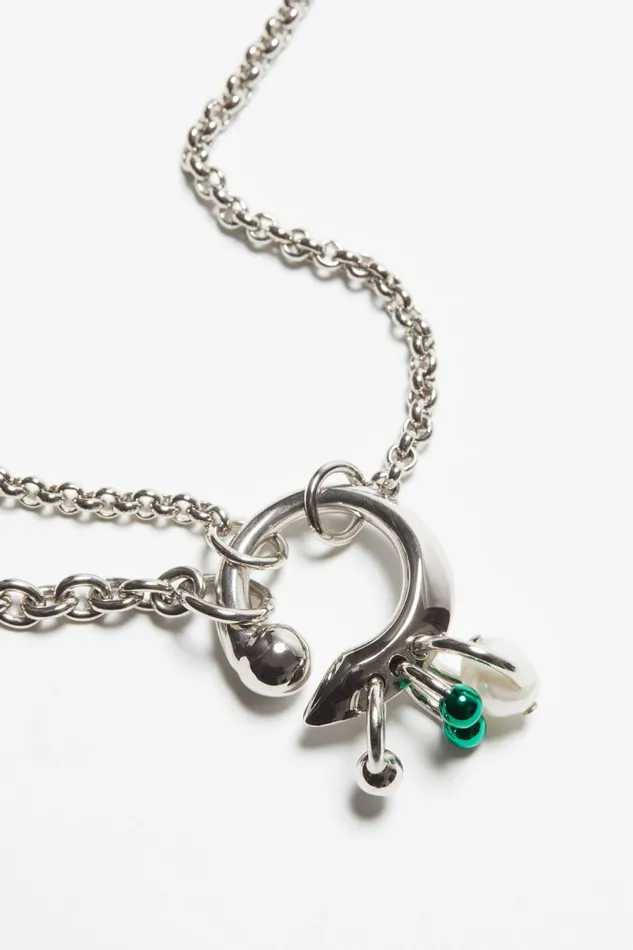 Women Multichain Charm Necklace Silvergreen Acne Studios Jewellery