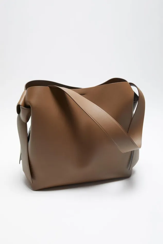 Women Musubi Midi Shoulder Bag Camel Brown Acne Studios Bags