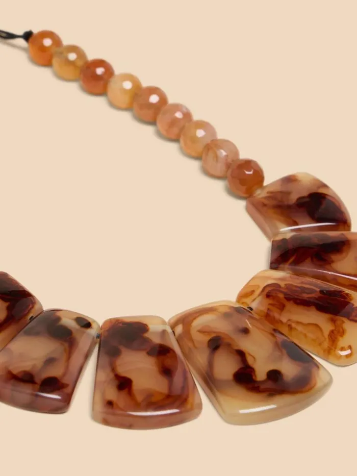 Women NECKLACES White Stuff Eve Resin Statement Necklace Orange Multi