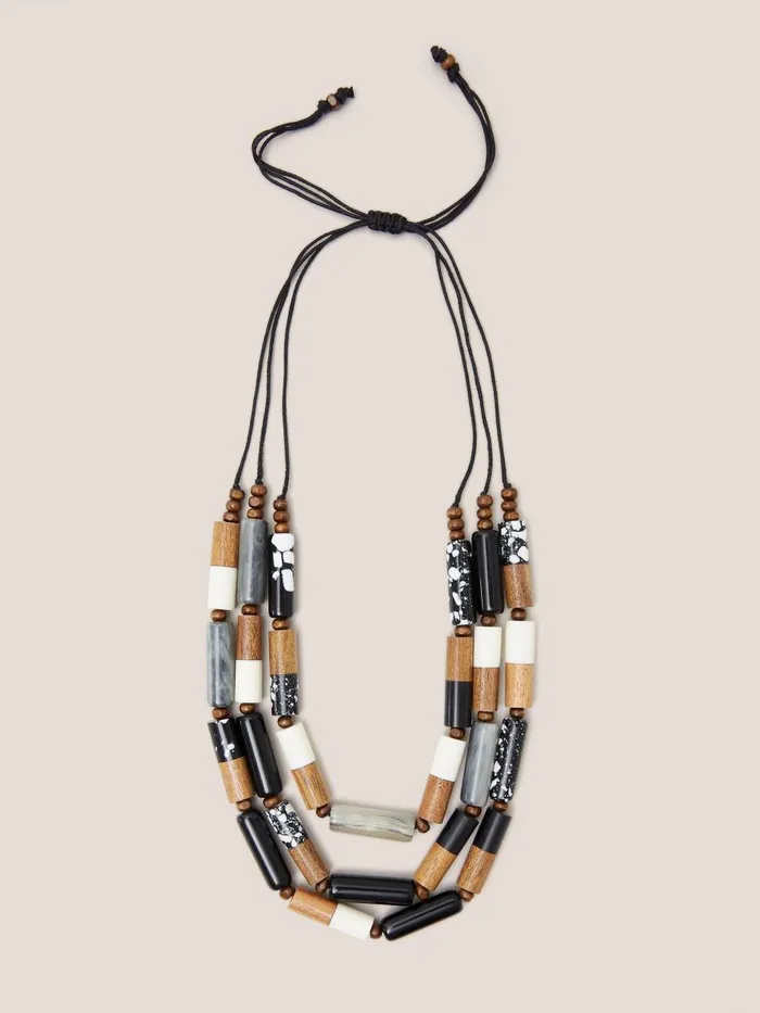 Women NECKLACES White Stuff Marilla Multi Row Necklace Black Multi Women NECKLACES White Stuff Marilla Multi Row Necklace Black Multi